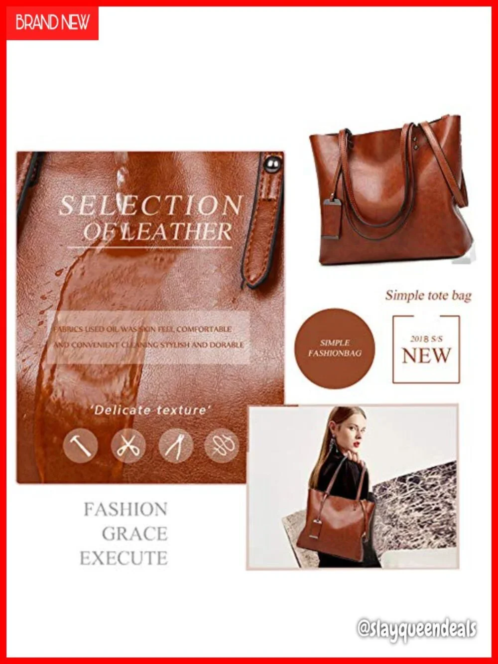 Women's Leather Satchel Handbag Tote Shoulder Bag with Removable Strap
